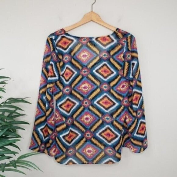 Show Me Your MuMu | Aztec Print Semi-Sheer Blouse - Picture 5 of 7